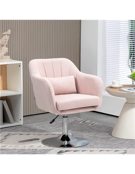 HOMCOM Arm Chairs, Accent Chair, Contemporary Vanity Armchair Pink 833-757V71PK