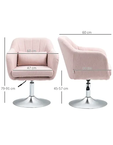 HOMCOM Arm Chairs, Accent Chair, Contemporary Vanity Armchair Pink 833-757V71PK