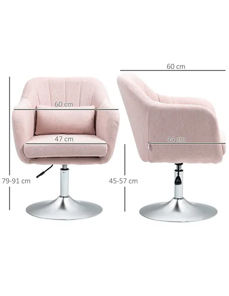HOMCOM Arm Chairs, Accent Chair, Contemporary Vanity Armchair Pink 833-757V71PK
