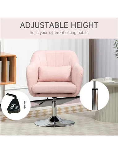 HOMCOM Arm Chairs, Accent Chair, Contemporary Vanity Armchair Pink 833-757V71PK