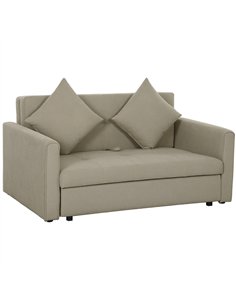 HOMCOM 2 Seater Sofa Bed, Convertible Bed Settee, Modern Velvet Loveseat Sofa Couch with 2 Cushions, Hidden Storage for Living R