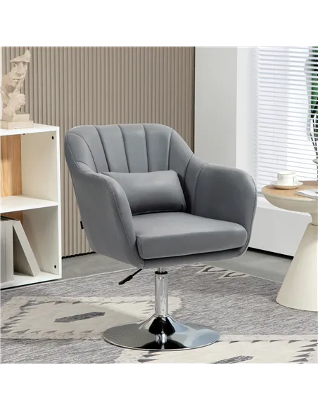 HOMCOM Arm Chairs Accent Chair, Contemporary Vanity Armchair, Grey 833-757V73CG