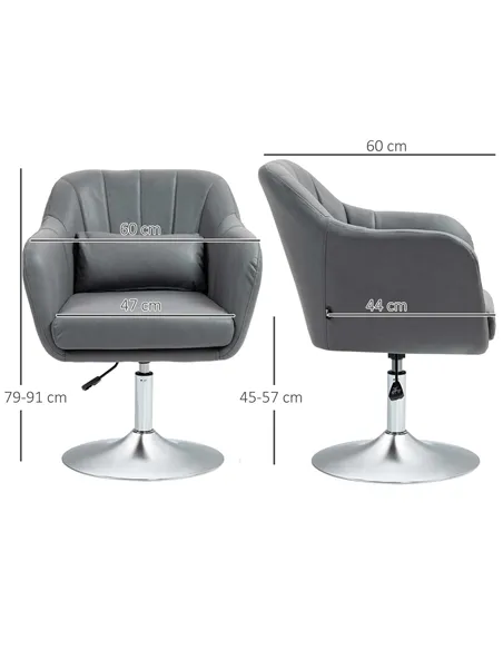 HOMCOM Arm Chairs Accent Chair, Contemporary Vanity Armchair, Grey 833-757V73CG