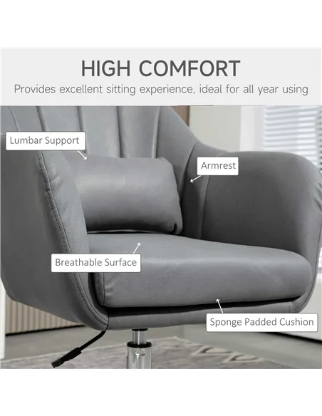 HOMCOM Arm Chairs Accent Chair, Contemporary Vanity Armchair, Grey 833-757V73CG