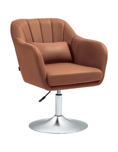 HOMCOM Swivel Microfibre Accent Chair for Living Room Contemporary Vanity Armchair with Adjustable Height Thick Cushion Lumbar S