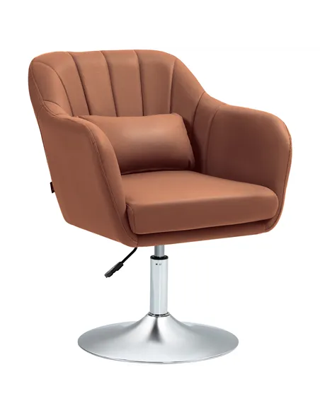 HOMCOM Swivel Microfibre Accent Chair for Living Room Contemporary Vanity Armchair with Adjustable Height Thick Cushion Lumbar S