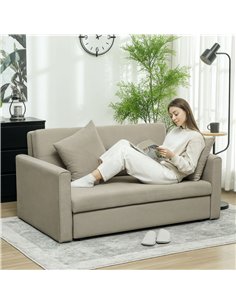 HOMCOM 2 Seater Sofa Bed, Convertible Bed Settee, Modern Velvet Loveseat Sofa Couch with 2 Cushions, Hidden Storage for Living R 2