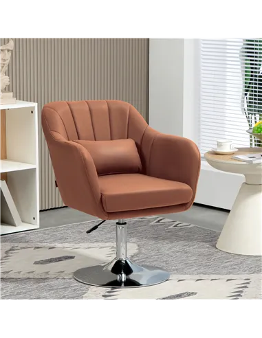 HOMCOM Swivel Accent Chair for Living Room Contemporary Vanity Armchair, Brown 833-757V73BN