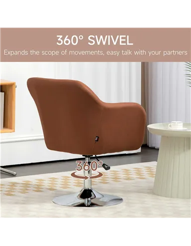 HOMCOM Swivel Accent Chair for Living Room Contemporary Vanity Armchair, Brown 833-757V73BN