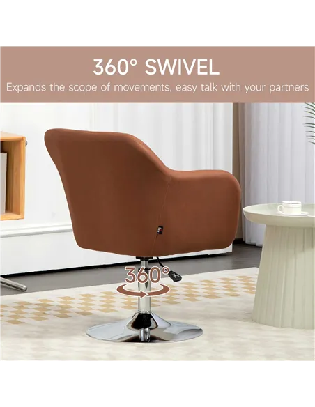 HOMCOM Swivel Accent Chair for Living Room Contemporary Vanity Armchair, Brown 833-757V73BN