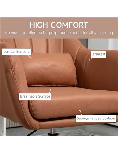 HOMCOM Swivel Accent Chair for Living Room Contemporary Vanity Armchair, Brown 833-757V73BN