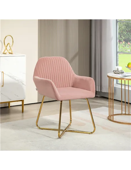 HOMCOM Modern Arm Chair Upholstered Accent Chair, Pink 839-128V72PK