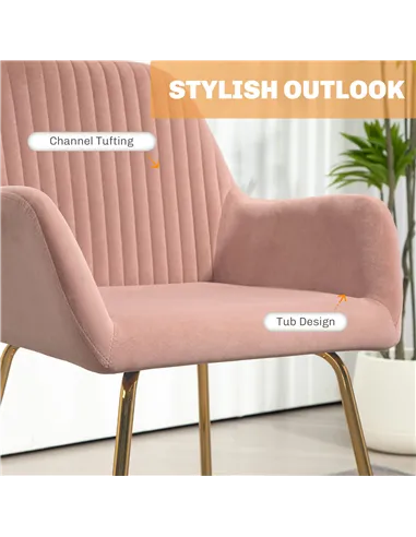 HOMCOM Modern Arm Chair Upholstered Accent Chair, Pink 839-128V72PK