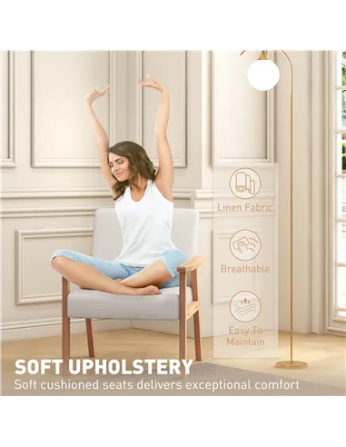 Accent Chair HOMCOM Occasional Chairs Wood Frame, Cream White 835-233V70CW