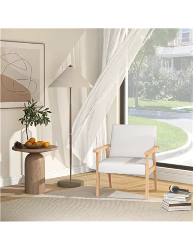 Accent Chair HOMCOM Occasional Chairs Wood Frame, Cream White 835-233V70CW