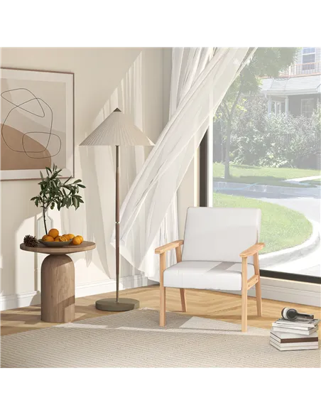 Accent Chair HOMCOM Occasional Chairs Wood Frame, Cream White 835-233V70CW