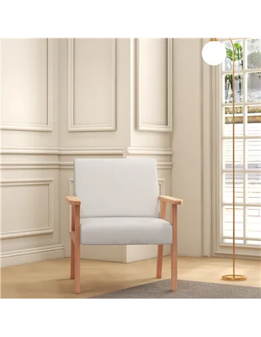 Accent Chair HOMCOM Occasional Chairs Wood Frame, Cream White 835-233V70CW
