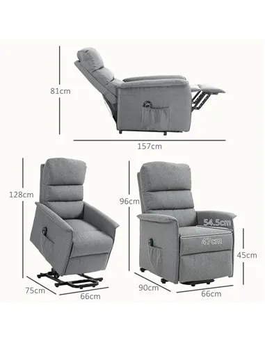 HOMCOM Electric Power Lift Recliner Chair with Spring Pack Seat, Grey 713-042V70GY