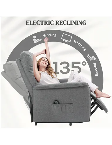 HOMCOM Electric Power Lift Recliner Chair with Spring Pack Seat, Grey 713-042V70GY