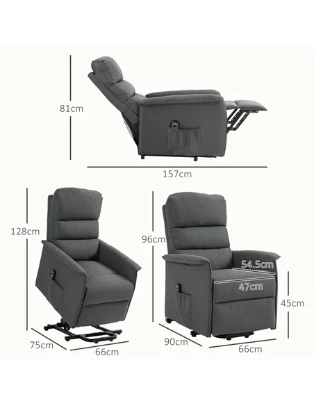 HOMCOM Electric Power Lift Recliner Chair with Spring Pack Seat, Dark Grey 713-042V70CG