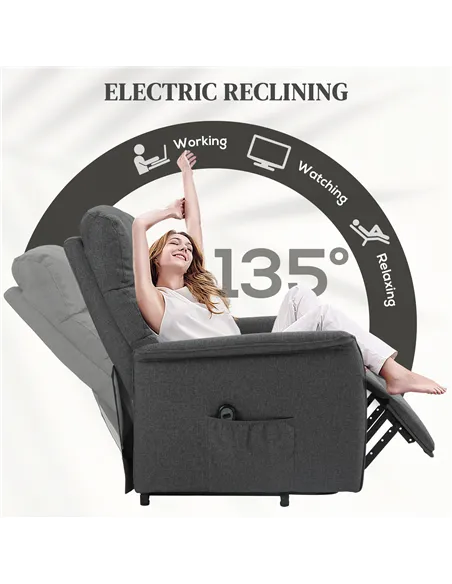 HOMCOM Electric Power Lift Recliner Chair with Spring Pack Seat, Dark Grey 713-042V70CG