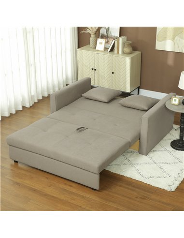 HOMCOM 2 Seater Sofa Bed, Convertible Bed Settee, Modern Velvet Loveseat Sofa Couch with 2 Cushions, Hidden Storage for Living R