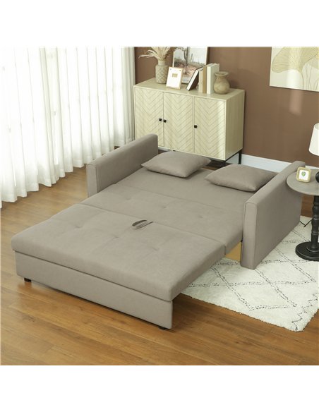 HOMCOM 2 Seater Sofa Bed, Convertible Bed Settee, Modern Velvet Loveseat Sofa Couch with 2 Cushions, Hidden Storage for Living R