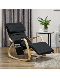 HOMCOM Rocking Lounge Chair Recliner Relaxation Lounging Relaxing Seat with Adjustable Footrest, Side Pocket and Pillow, Black 2