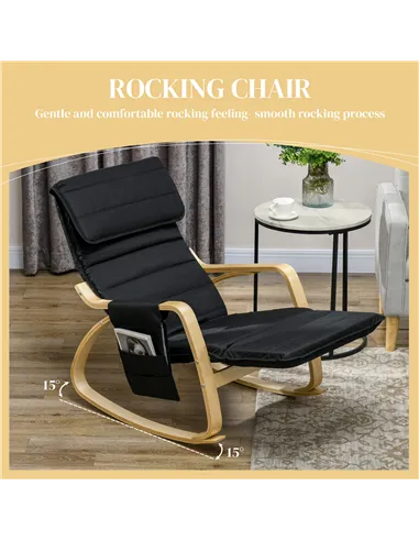 HOMCOM Rocking Lounge Chair Recliner, Black 833-131V70BK