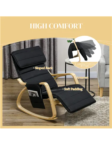 HOMCOM Rocking Lounge Chair Recliner, Black 833-131V70BK