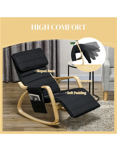 HOMCOM Rocking Lounge Chair Recliner, Black 833-131V70BK