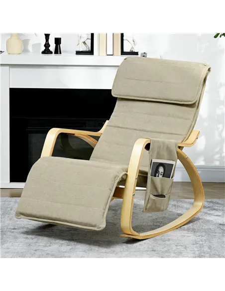 HOMCOM Rocking Lounge Chair Recliner, Cream White 833-131V71CW