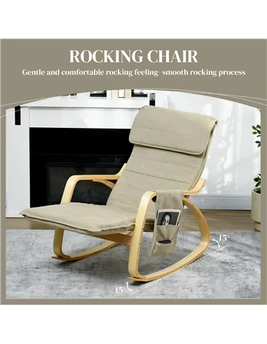 HOMCOM Rocking Lounge Chair Recliner, Cream White 833-131V71CW