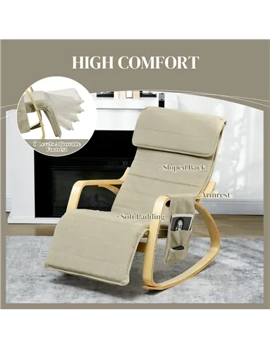 HOMCOM Rocking Lounge Chair Recliner, Cream White 833-131V71CW