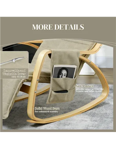 HOMCOM Rocking Lounge Chair Recliner, Cream White 833-131V71CW