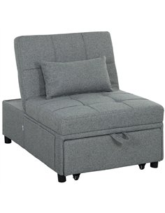 HOMCOM Four-In-One Single Sleeper Chair - Dark Grey