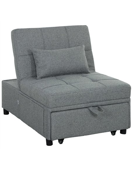 HOMCOM Four-In-One Single Sleeper Chair - Dark Grey