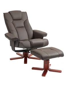 HOMCOM Faux Leather Manual Recliner and Footstool Set - Brown