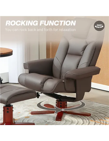 HOMCOM Faux Leather Manual Recliner and Footstool Set - Brown 83B-031V71BN