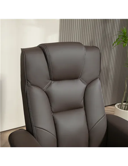 HOMCOM Faux Leather Manual Recliner and Footstool Set - Brown 83B-031V71BN
