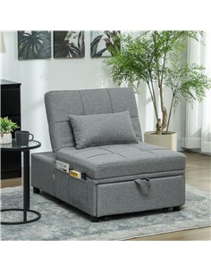 HOMCOM Four-In-One Single Sleeper Chair - Dark Grey 2
