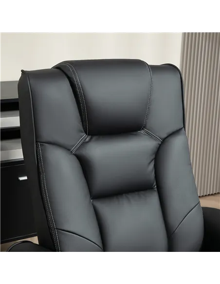 HOMCOM Faux Leather Manual Recliner and Footstool Set - Black 83B-031V71BK
