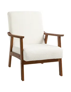 HOMCOM Boucle Seat Mid Century Accent Chair - White