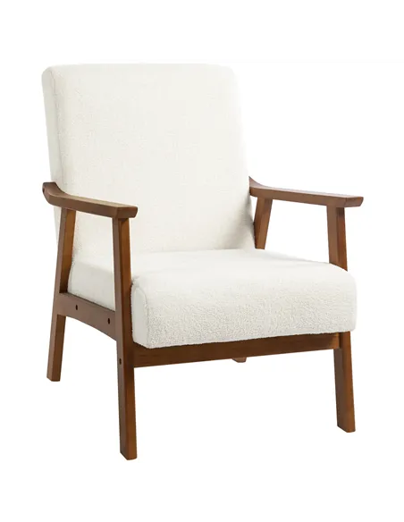 HOMCOM Boucle Seat Mid Century Accent Chair - White