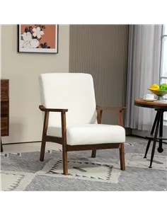 HOMCOM Boucle Seat Mid Century Accent Chair - White 2