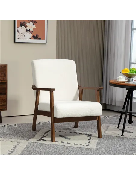 HOMCOM Boucle Seat Mid Century Accent Chair - White 83B-035V70WT
