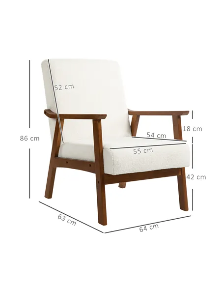HOMCOM Boucle Seat Mid Century Accent Chair - White 83B-035V70WT