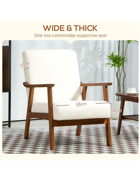 HOMCOM Boucle Seat Mid Century Accent Chair - White 83B-035V70WT