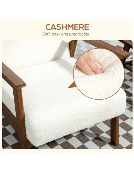 HOMCOM Boucle Seat Mid Century Accent Chair - White 83B-035V70WT