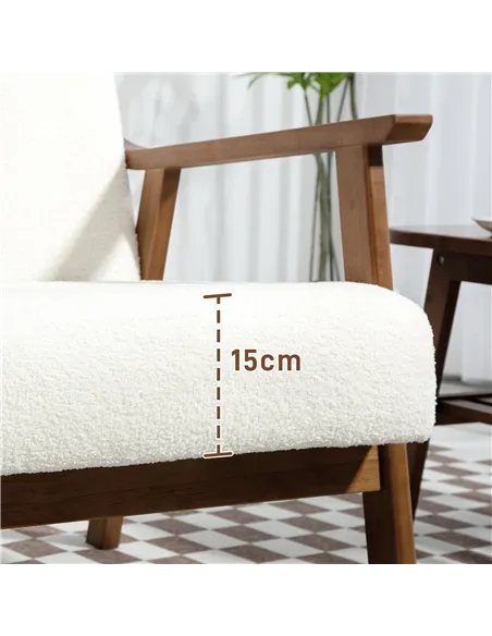 HOMCOM Boucle Seat Mid Century Accent Chair - White 83B-035V70WT